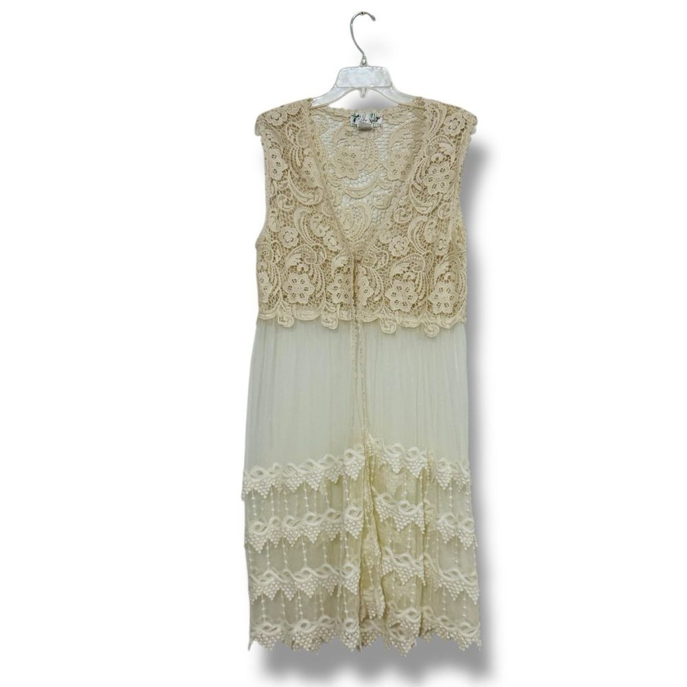 Lady Noiz Bohemian Shabby Chic Sheer Cover Up Ivory Women’s Size Large